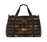 Borsa da viaggio funzionale con stampa di libri per biblioteca, ampia borsa da viaggio spaziale, pieghevole, borsa da viaggio per weekender
