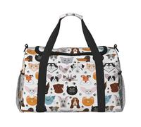 Borsa da viaggio funzionale con stampa di matti di cane e gatto, bulldog, beagle, labrador, borsa da viaggio spaziosa, borsa da viaggio pieghevole per weekend