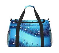 Borsa da viaggio funzionale con stampa di note musicali blu cielo ampio borsa da viaggio pieghevole borsa da viaggio per weekend