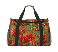 Borsa da viaggio funzionale con stampa di papaveri e fiori di papavero, borsa da viaggio pieghevole per il fine settimana