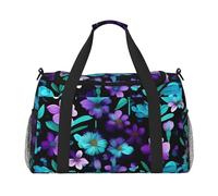 Borsa da viaggio funzionale con stampa floreale viola e foglia di tè ampia borsa da viaggio pieghevole per weekender