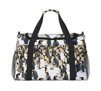 Borsa da viaggio funzionale con stampa pinguini nella neve, ampia borsa da viaggio spaziale, pieghevole, borsa da viaggio per weekender