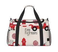 Borsa da viaggio funzionale per bambini e ragazze con stampa dei vigili del fuoco, borsa da viaggio spaziosa borsa da viaggio pieghevole per weekend
