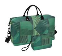 Borsa da viaggio Geometrica Espressiva Verde Metallico Oro Viaggio Pernottamento Carry on Bag con Cinghia Regolabile per Yoga 2 Pz Set bolsa para viajar
