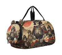 Borsa da viaggio giapponese Samurai Warrior Skeleton con scomparto per scarpe, grande capacità, per bambini, per viaggi, sport, weekender