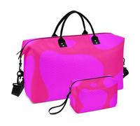 Borsa da viaggio grande con design color pesca e viola, borsa da viaggio per weekender, borsa da allenamento sportiva con borsa da toilette per escursionismo, grande capacità, Design scontro color