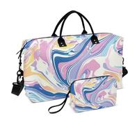 Borsa da viaggio grande con fluido laser blu pesca, borsa da palestra con borsa da toilette per allenamento, set da 2 pezzi, liquido laser blu pesca, taglia unica, Fluido Laser Blu Pesca, Taglia unica