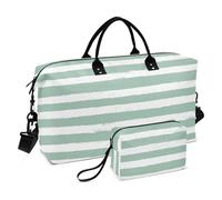 Borsa da viaggio grande con linea bianca-verde, borsa da viaggio a tracolla per fine settimana, palestra, sport, con borsa da toilette per aereo, viaggi impermeabile