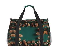 Borsa da viaggio grande con stampa a confine a forma di pigna, impermeabile, borsa da donna, borsone sportivo da palestra per uomo