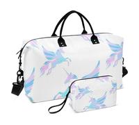 Borsa da viaggio grande con unicorni carini, stile cartone animato, borsa da viaggio per weekender, borsa da viaggio per la notte, borsa da palestra con borsa da toilette per viaggi, set da 2 pezzi,