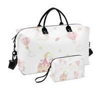 Borsa da viaggio grande con unicorni di pesca e cartoni animati, borsa da viaggio per il fine settimana, borsa da palestra con tracolla regolabile per palestra multifunzionale, Cartone animato carino
