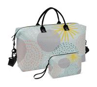 Borsa da viaggio grande grigia con pittura astratta a cerchio, borsa da viaggio per il weekend, borsa tote con tracolla regolabile per lo sport, set da 2 pezzi, Cerchio Astratto Pittura grigio, 1 size