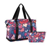 Borsa da viaggio grande per San Valentino, con cuori, borsa da viaggio con borsa da toilette per palestra, grande capacità, 1 size