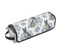 Borsa da viaggio Hot Hair Tools con tappetino rimovibile resistente al calore a doppio strato custodia da viaggio per utensili caldi e accessori per la cura dei capelli, pastore tedesco blu per donne