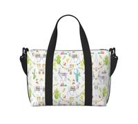 Borsa da viaggio impermeabile con stampa alpaca e lama cactus, con stampa di montagna, borsone da viaggio per il fine settimana in palestra durante la notte