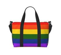 Borsa da viaggio impermeabile con stampa con bandiera arcobaleno, borsone da viaggio per il fine settimana per la palestra durante la notte