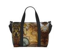 Borsa da viaggio impermeabile con stampa di bussola e vecchia mappa del mondo, borsone da viaggio da portare in palestra durante la notte