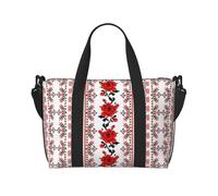 Borsa da viaggio impermeabile con stampa di rose in stile ucraino ricamato, borsone da viaggio per palestra durante la notte