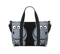 Borsa da viaggio impermeabile con stampa ippopotamo dei cartoni animati, borsone da viaggio per il weekend in palestra durante la notte