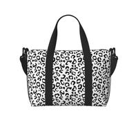 Borsa da viaggio impermeabile con stampa leopardata nera, borsone da viaggio per palestra durante la notte