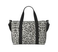 Borsa da viaggio impermeabile con stampa leopardata nera, borsone da viaggio per palestra durante la notte