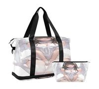Borsa da viaggio impermeabile da viaggio con motivo anime, con angelo, colore bianco, borsa da viaggio con articoli da toeletta per trekking