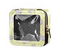 Borsa da viaggio impermeabile da viaggio trasparente con gatto giallo divertente per articoli da toeletta per le donne