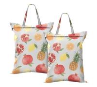 Borsa da viaggio impermeabile per lavanderia da viaggio con ananas melograno rosso melograno arancione borse da viaggio per vestiti sporchi da spiaggia borsa da viaggio con manico 2 pezzi