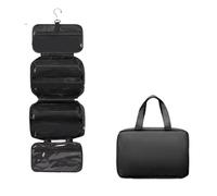 Borsa da viaggio impermeabile pieghevole separazione bagnata e asciutta borsa per cosmetici da uomo borsa per il trucco, Nero , Taglia unica