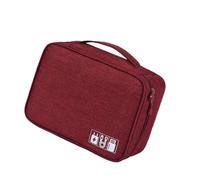 Borsa da viaggio impermeabile regolabile organizer per trucchi con cerniera borsa borsa grande capacità inserto custodia rosso vino, Rosso vinaccia, as description, come descrizione
