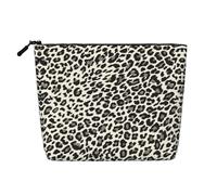 Borsa da viaggio in canapa falsa con stampa leopardata nera per donne, borsa cosmetica di grande capacità, organizer con cerniera per uso quotidiano