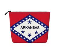 Borsa da viaggio in canapa finta con bandiera dello stato dell'Arkansas, borsa cosmetica di grande capacità, organizer con cerniera per uso quotidiano