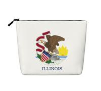 Borsa da viaggio in canapa finta con bandiera dello stato dell'Illinois, da donna, grande capacità, borsa cosmetica per uso quotidiano con cerniera organizer