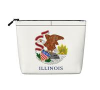 Borsa da viaggio in canapa finta con bandiera dello stato dell'Illinois, da donna, grande capacità, borsa cosmetica per uso quotidiano con cerniera organizer