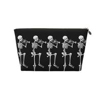 Borsa da viaggio in pelle a forma di teschio snodabile per Halloween con cerniera, trousse cosmetici donna, pic