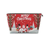 Borsa da viaggio in pelle "Buon Natale" con cerniera, trousse per cosmetici donna, piccola il trucco