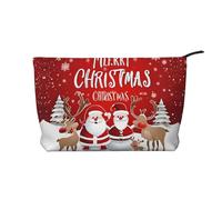 Borsa da viaggio in pelle "Buon Natale" con cerniera, trousse per cosmetici donna, piccola il trucco