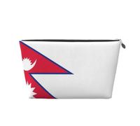 Borsa da viaggio in pelle con bandiera del Nepal, borsa per cosmetici impermeabile