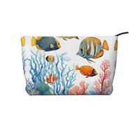 Borsa da viaggio in pelle con cerniera a forma di pesce colorato nel mare, borse per cosmetici da donna, piccola borsa per il trucco da borsa, borsa da viaggio portatile per cosmetici, borsa regalo pe