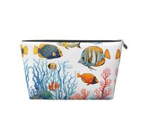 Borsa da viaggio in pelle con cerniera a forma di pesce colorato nel mare, borse per cosmetici da donna, piccola borsa per il trucco da borsa, borsa da viaggio portatile per cosmetici, borsa regalo pe