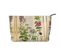 Borsa da viaggio in pelle con cerniera floreale nel vecchio libro, borse per cosmetici da donna, piccola borsa per il trucco per borsa, borsa da viaggio portatile per cosmetici, borsa regalo per donne