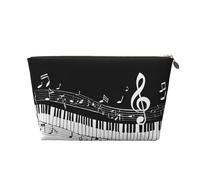 Borsa da viaggio in pelle con cerniera, motivo: nota musicale nera e bianca, borse per cosmetici da donna, piccola borsa per il trucco da borsa, borsa da viaggio portatile per cosmetici, borsa regalo