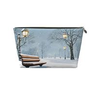Borsa da viaggio in pelle con cerniera Snow Falling in the Park, borse per cosmetici da donna, piccola borsa per il trucco per borsa, borsa da viaggio portatile per cosmetici, borsa regalo per donne,