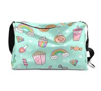 Borsa da viaggio in pelle con motivo carino per dessert, unisex, ragazzi e ragazze, con motivo carino per fine settimana, sport, palestra, borsa da viaggio, borsa a tracolla singola, Colore, 18.5L,