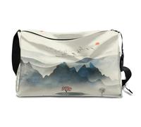 Borsa da viaggio in pelle con paesaggio giapponese, per uomo, donna, ragazzi, ragazze, arte giapponese, fine settimana, sport, palestra, borsa da viaggio, borsa a tracolla singola, Colore, 18.5L,