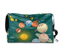 Borsa da viaggio in pelle con sistema solare, divertente, per uomo, donna, ragazzi, ragazze, divertente, con pianeta, fine settimana, sport, palestra, borsa da viaggio, borsa a tracolla singola,