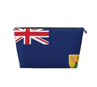 Borsa da viaggio in pelle con stampa bandiera delle isole Turks e Caicos per donna borsa da viaggio per articoli da toeletta borsa cosmetica borsa per trucco, Argento, Taglia unica, Beauty case