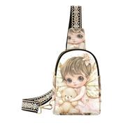Borsa da viaggio in pelle con tracolla a tracolla per bambini con ali dorate alla moda per gli uomini per il pacchetto di giorno