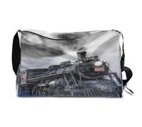 Borsa da viaggio in pelle con treni a vapore, per uomo, donna, ragazzi, ragazze, treni, fine settimana, sport, palestra, borsa da viaggio, borsa a tracolla singola, Colore, 18.5L, Organizer per borse