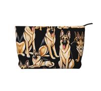 Borsa da viaggio in pelle da pastore tedesco con cerniera, borse per cosmetici da donna, piccola borsa per il trucco da borsa, borsa da viaggio portatile per cosmetici, borsa regalo per donne, ragazze